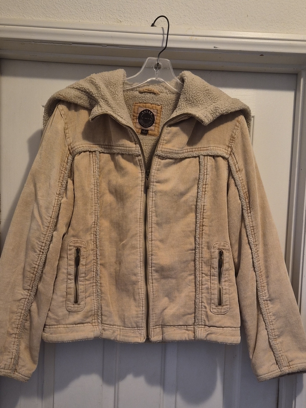 giacca Cream Corduroy Teddy-Lined Zip Jacket
